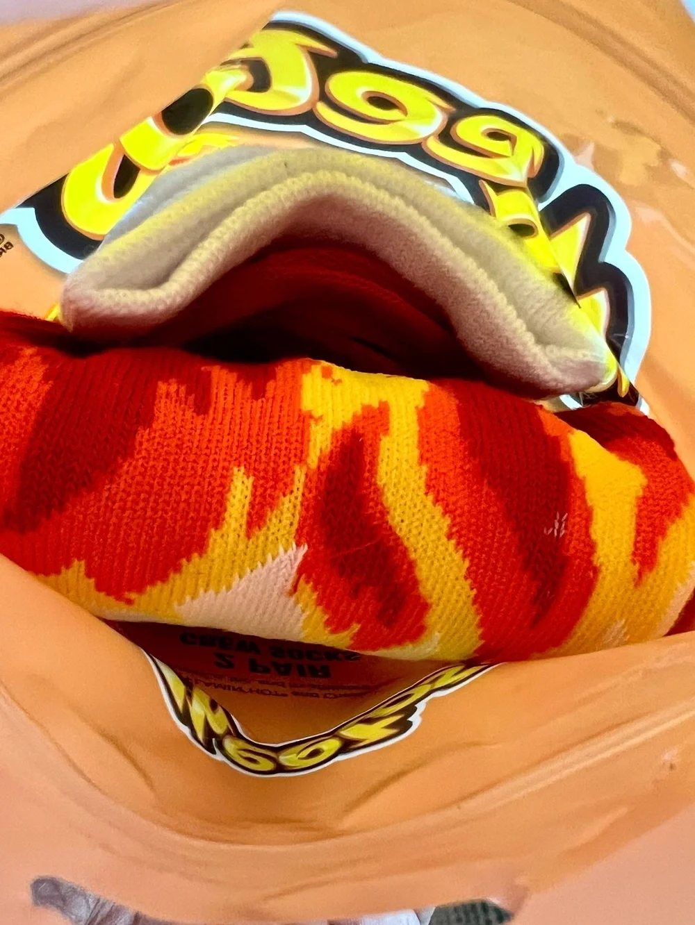 Cheetos Flamin’ Hot Crunchy Crew Socks 2 Pair Unisex Size 8 to 12 New In Package